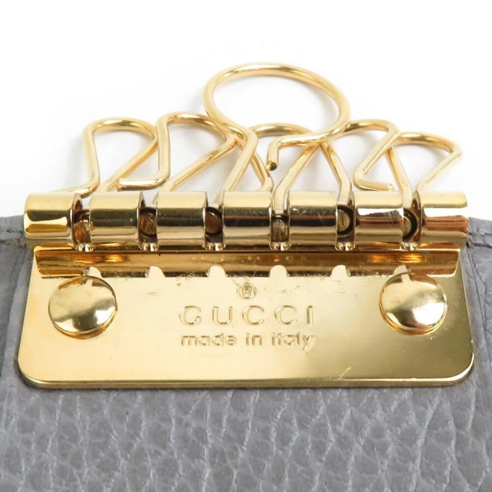 Auth GUCCI GG Marmont Key Case Gray/Gold Leather - Picture 5 of 8